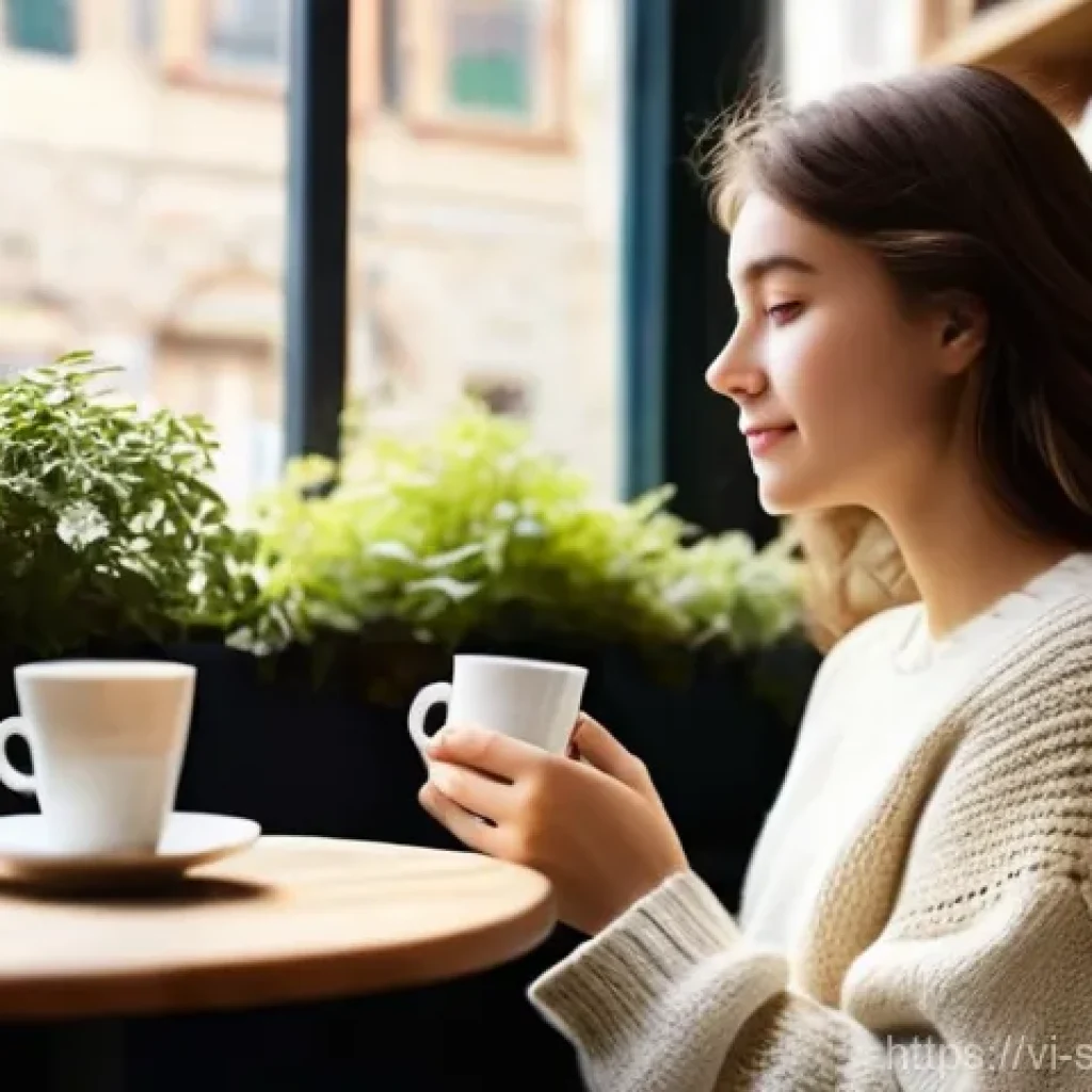 지속 가능한 소비를 위한 유통 모델 혁신 - **Prompt 1: Cozy Cafe Reading**
"A young woman, approximately 20 years old, with shoulder-length...