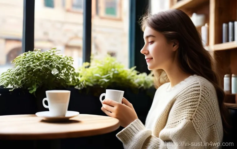 지속 가능한 소비를 위한 유통 모델 혁신 - **Prompt 1: Cozy Cafe Reading**
"A young woman, approximately 20 years old, with shoulder-length...