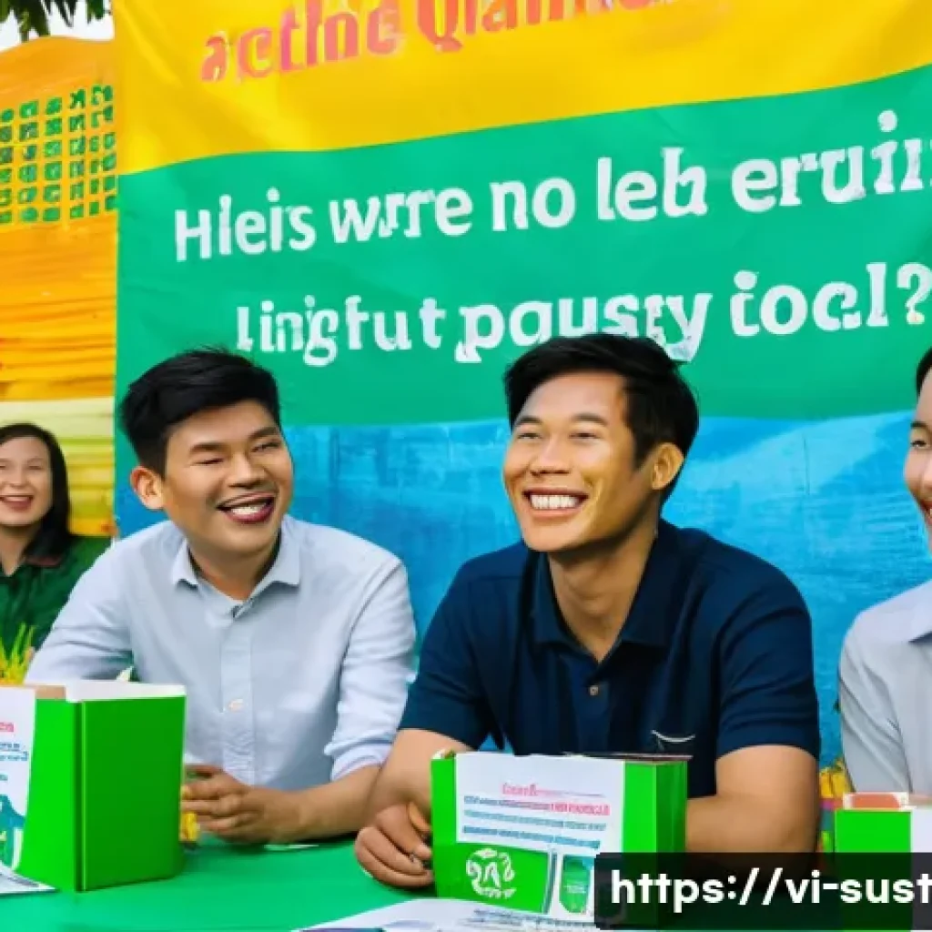 지속 가능한 소비를 위한 고객 관계 관리 - A vibrant community workshop scene in Vietnam focused on sustainable living, featuring diverse Vietn...