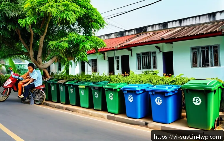 지속 가능한 소비를 위한 정부 정책 분석 - A vibrant Vietnamese urban community participating in sustainable waste management activities, featu...